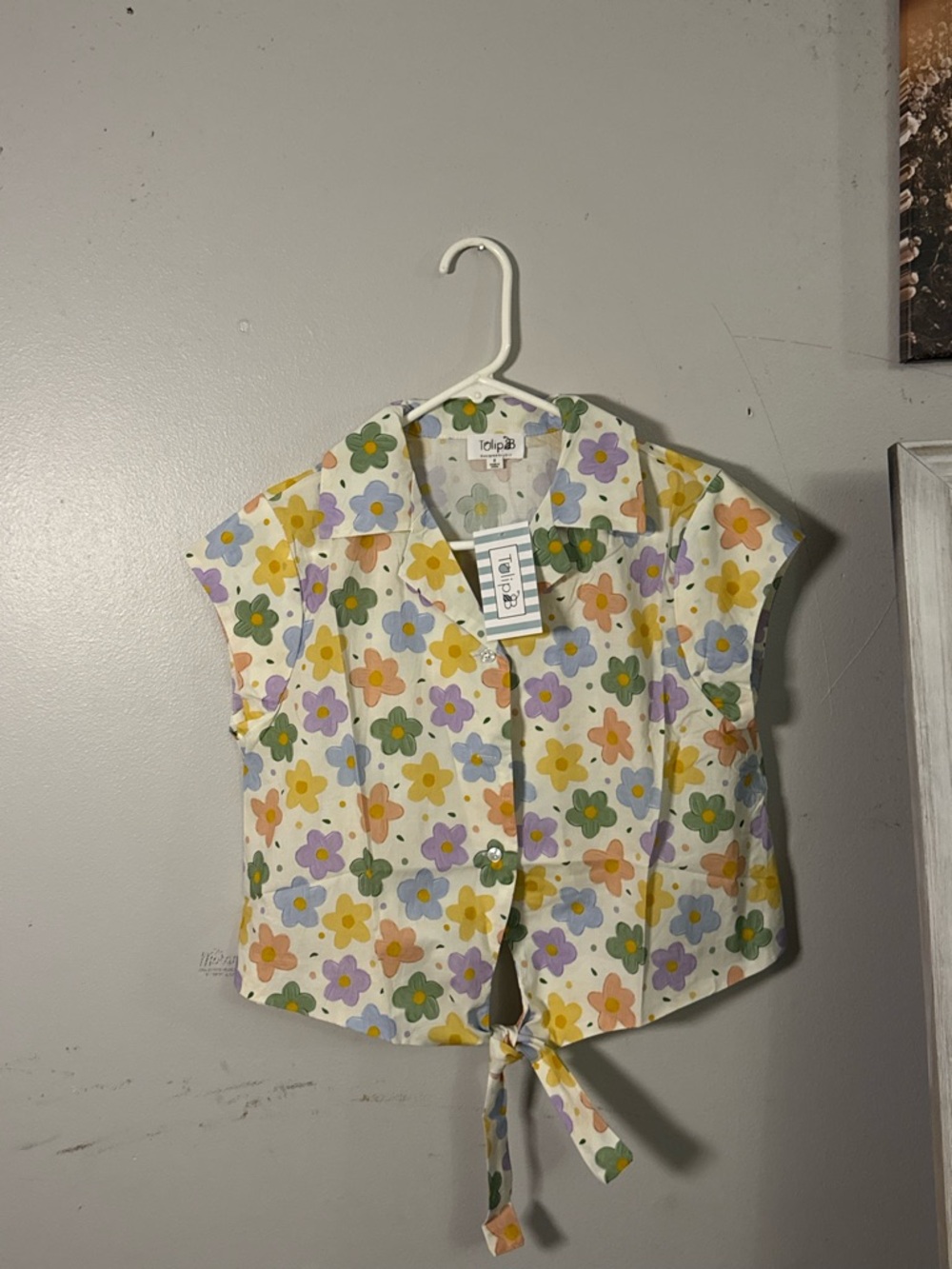 Tie-Front Floral Crop Top in Multicolor by Topshop